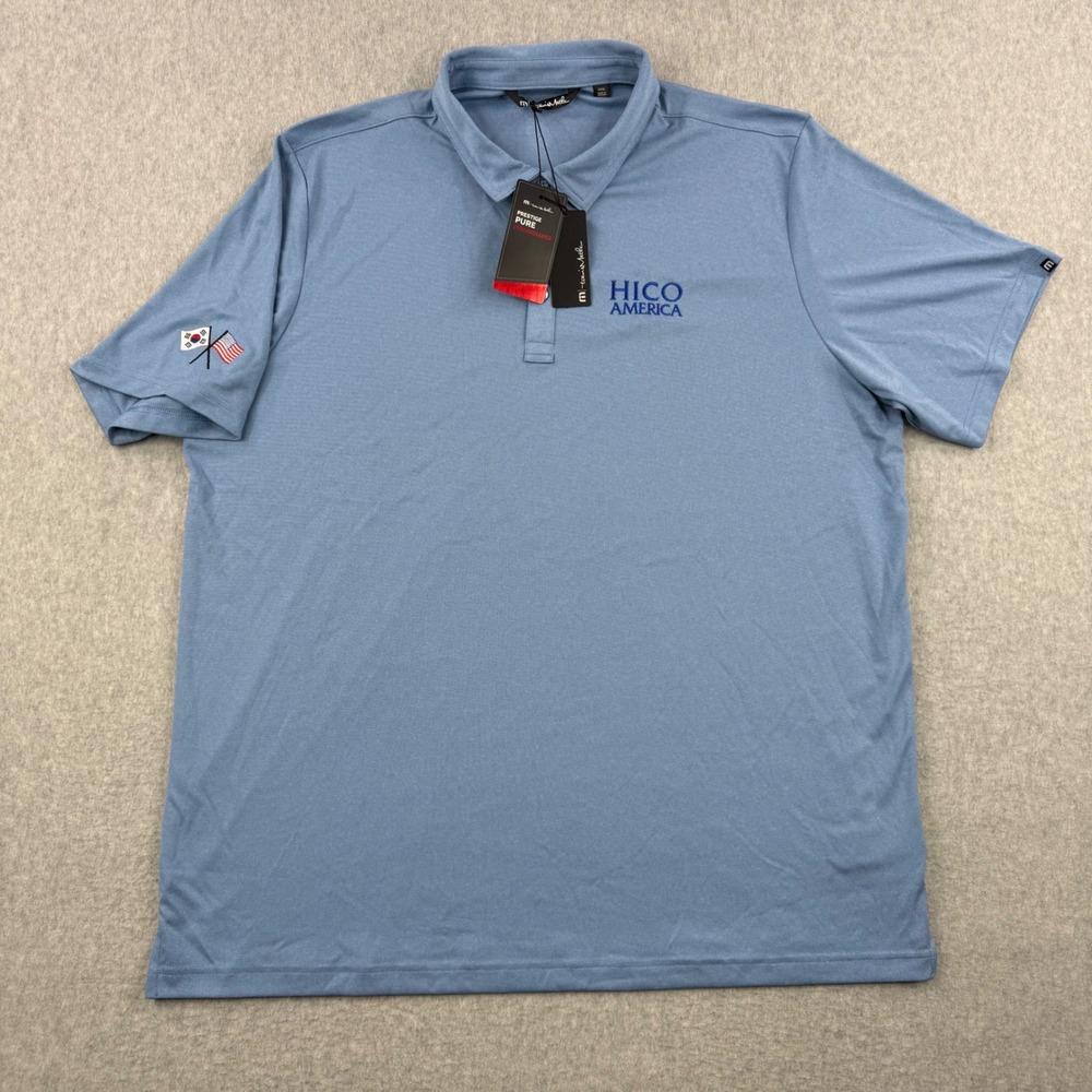Travis Mathew Shirt Mens 3XL Blue Polo Performance Lightweight Short Sleeve Golf